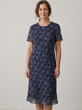 Laura Ashley Sz 8 Vintage Navy Floral Cottagecore Flowy Dress